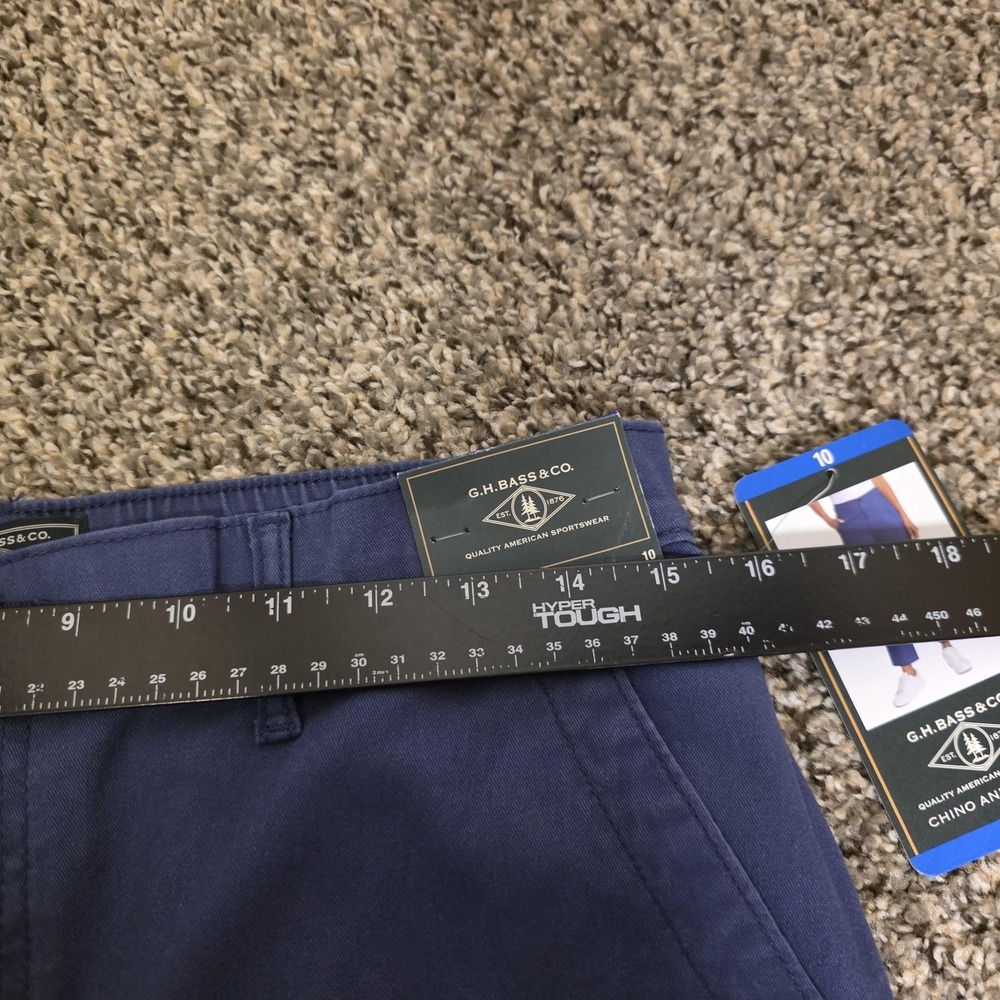 G.H. Bass & Co. Pants Womens 10 Blue Chino Ankle Straight Leg Elastic Waist - Picture 3 of 7